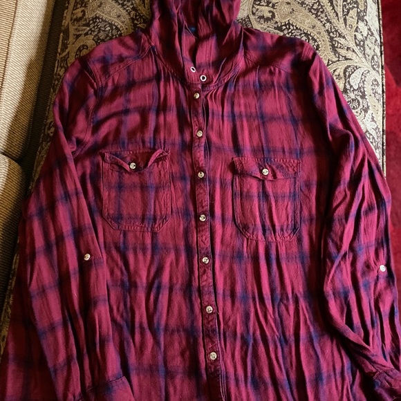 Plus size button down w hood - Picture 2 of 2